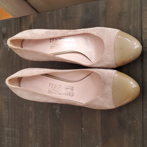 salvatore ferragamo women suade patten leather toe box size 7b - Picture 2 of 12